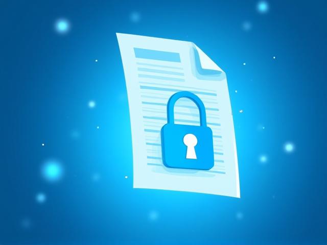 Illustration of digital document with a lock icon, representing data security and privacy policy