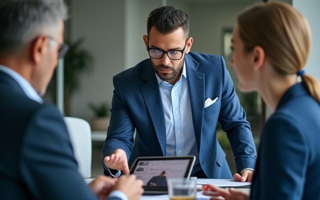 Logistics professional discussing cold chain regulations with a client in a modern office, representing cold chain consulting and customs clearance.